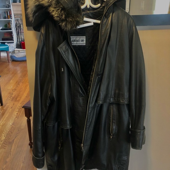 Laurence Roy Lambskin Winter Coat with Fur Hood - Picture 3 of 5